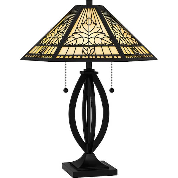 Quoizel James 22.75 in. Matte Black Tiffany Table Lamp