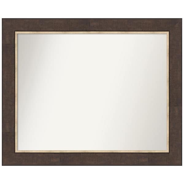 Amanti Art Lined Bronze 33 in. x 27 in. Non-Beveled Classic Rectangle Framed Wall Mirror in Bronze