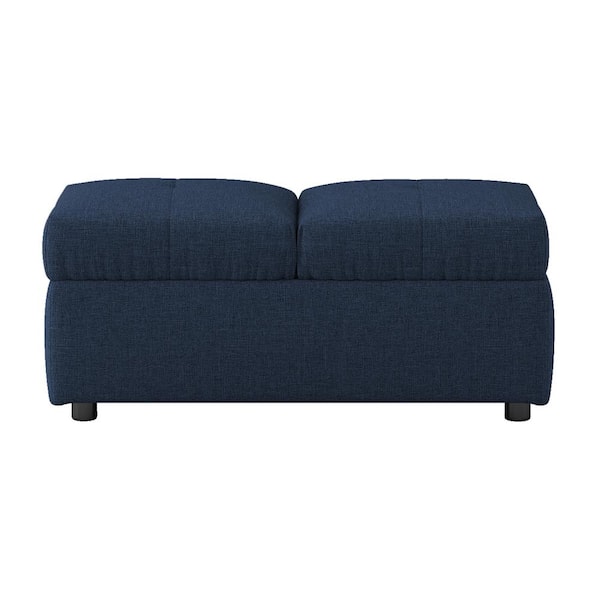 EVERGLADE HOME Elista Blue Tufted Storage Ottoman