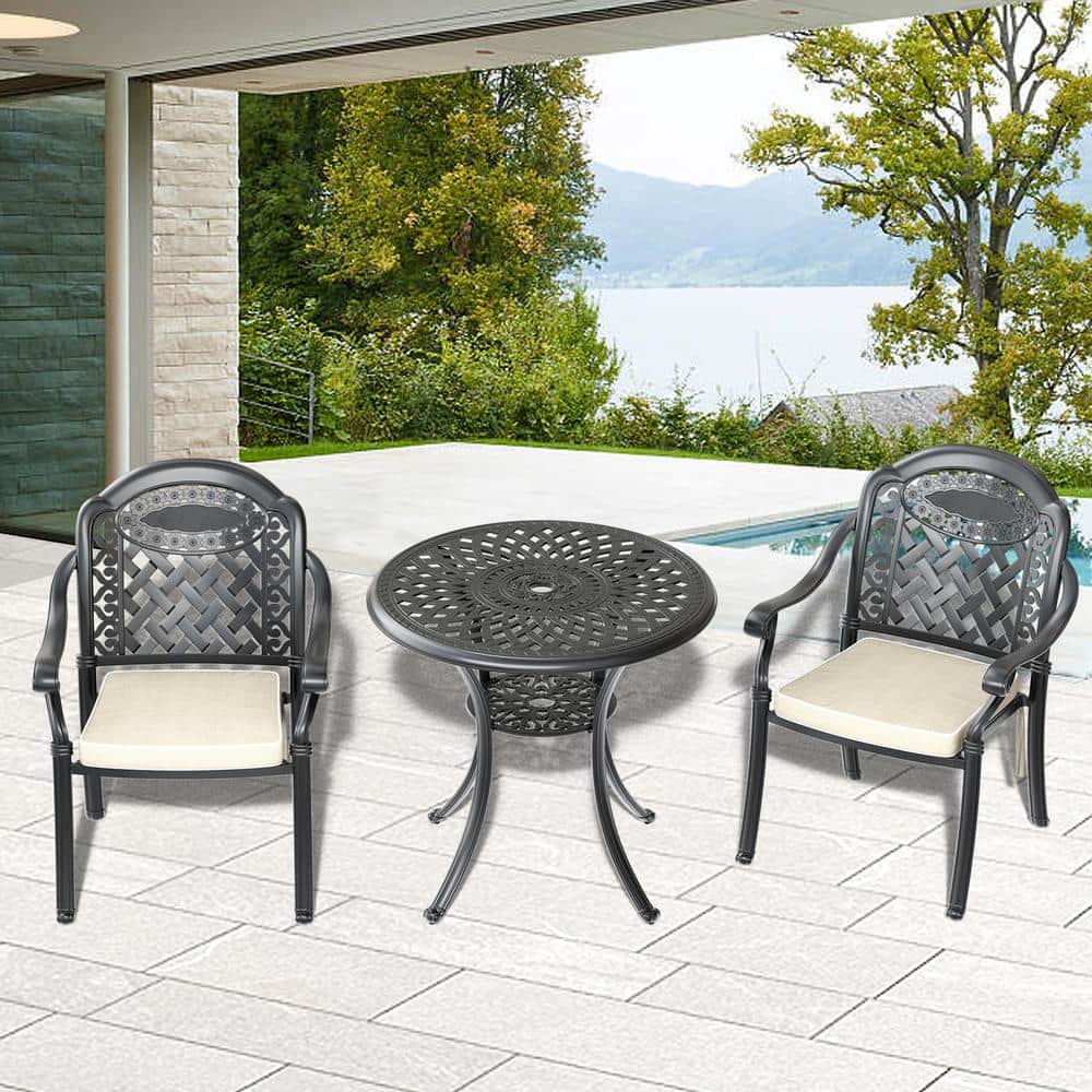 3-Piece Metal cast aluminum Outdoor Dining table and chairs patio furniture