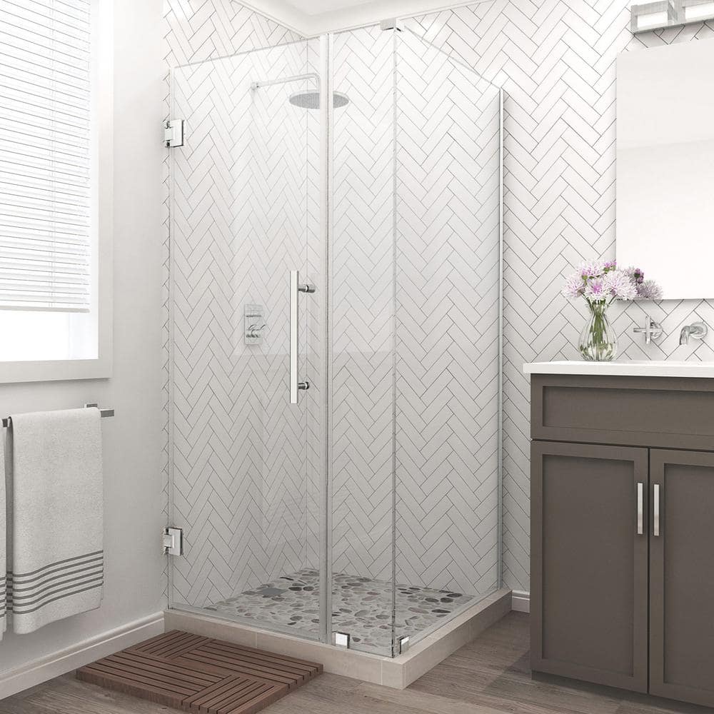 Bromley Frameless Stainless Steel Hinged Corner Shower Enclosure