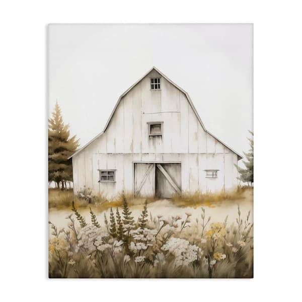 Blooming Country Barn Garden by Arlington Prints Unframed Architecture Graphic Art Print 48 in. x 36 in.