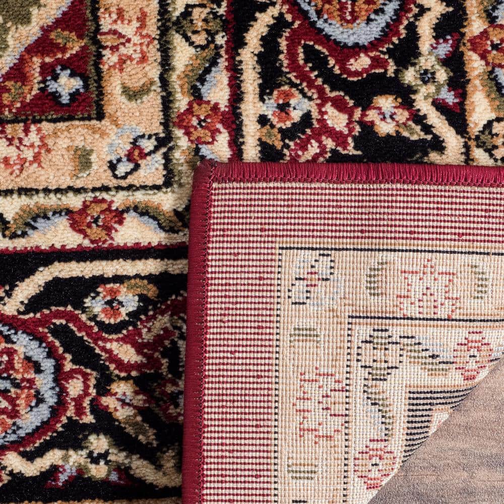 Red and Black Floral 9' x 12' Synthetic Area Rug