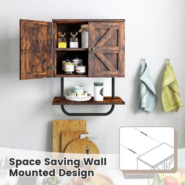 Wall Mounted Bathroom Storage Medicine Cabinet with Towel Bar