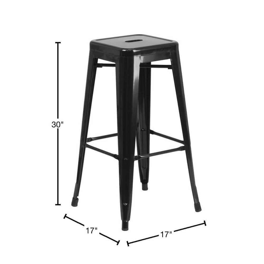 Sleek 30" High Backless Black Metal Indoor-Outdoor Barstool