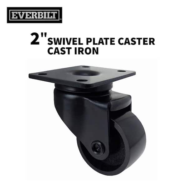 Everbilt 2 in. Black Cast Iron Swivel Plate Caster with 150 lbs. Load Rating