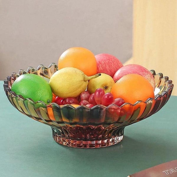 12 in. Multi-colored Crystal Glass Fruit Bowl kitchen decor