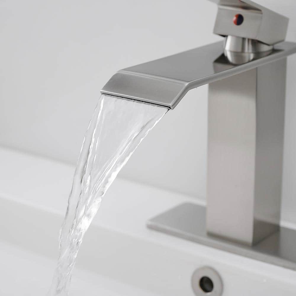 Brushed Nickel Single Handle Waterfall Bathroom Faucet