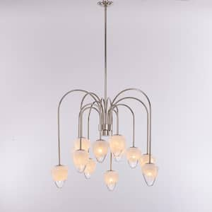 Nimbus 12-Light Polished Nickle Chandelier, Snow White Glass Shades - Modern & Contemporary Chandelier - 36in W