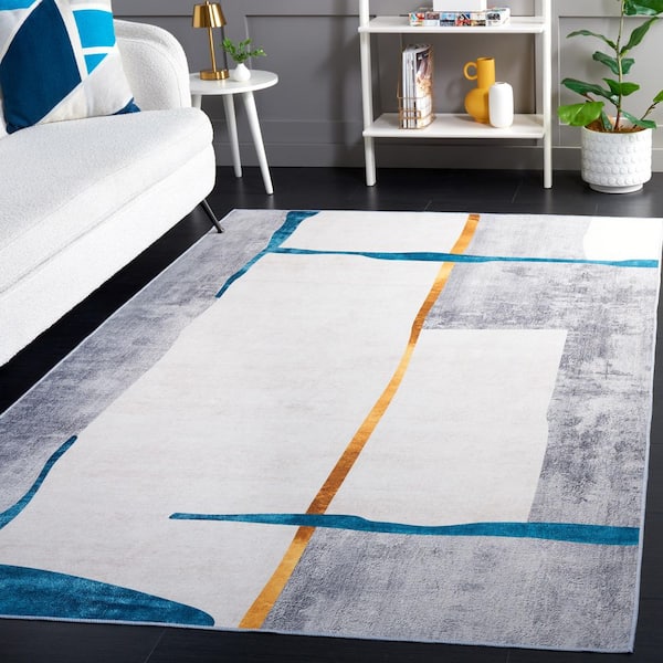 Malibu Gray/Light Gray 9 ft. x 12 ft. Machine Washable Geometric Abstract Area Rug