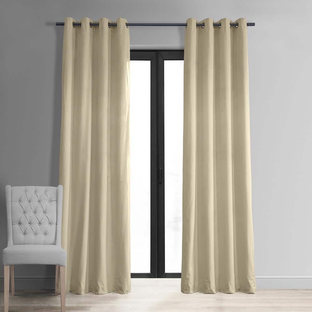 Signature Ecru Velvet Blackout Curtain - 50 in. W x 108 in. L Grommet Curtains Single Panel price history on PriceWatchPro