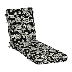 Plush PolyFill 22 in. x 76 in. Outdoor Chaise Lounge Cushion in Ashland Black Jacobean
