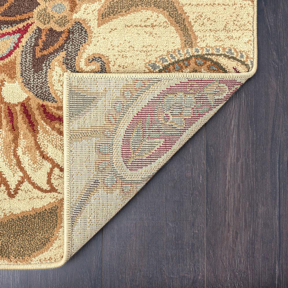 Ivory Floral Synthetic 4' x 6' Area Rug