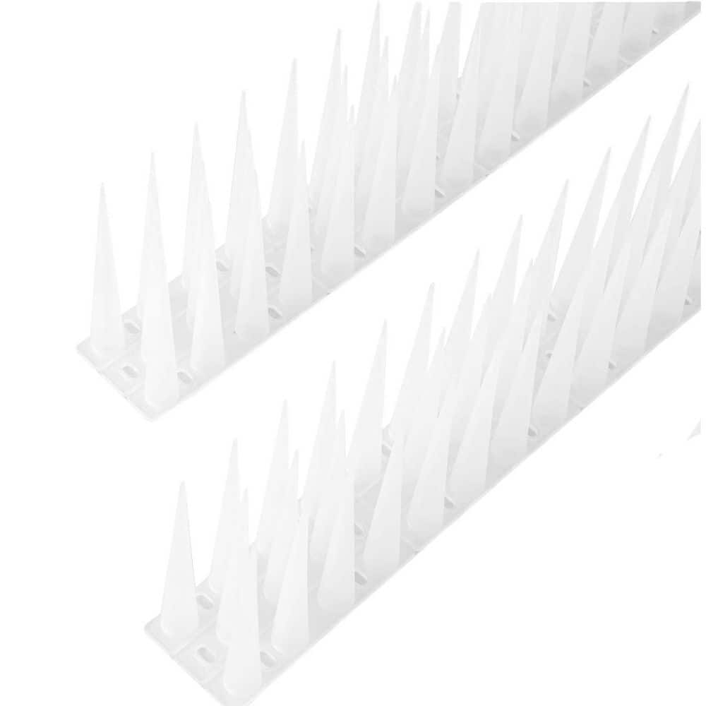 Bird Deterrent Spikes 4 in. High 2 in. Wide Outdoor Pigeon Raccoon Cat Repellent Humane Frosted White 1 Pack price history on PriceWatchPro