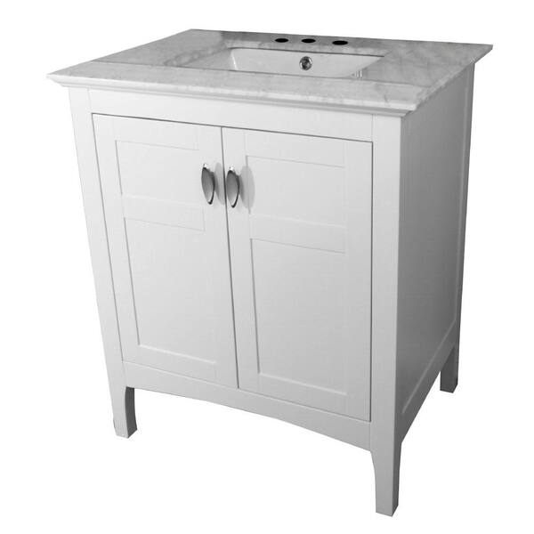 Bellaterra Home Ojai 30 in. W x 22 in. D Single Vanity in White with Marble Vanity Top in White with White Basin