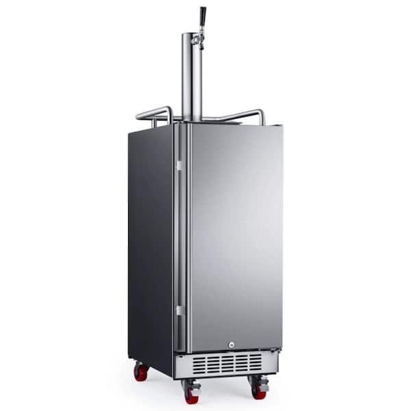 EdgeStar Single Tap 15 in. 1/4 Barrel Beer Keg Dispenser with Air Cooled Beer Tower in Stainless Steel
