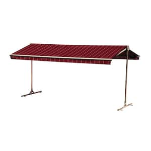 12 ft. Oasis Freestanding Motorized Retractable Awning (120 in. Projection) with Remote in Merlot