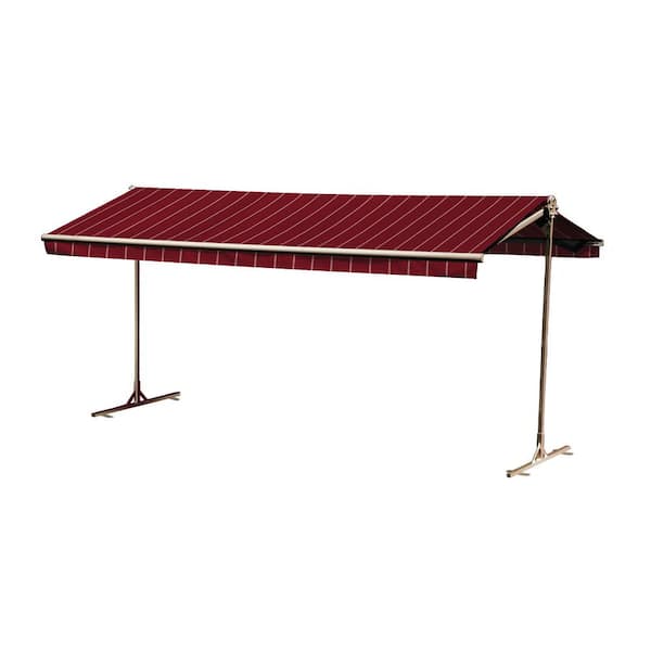 Bali Essentials 16 ft. Oasis Freestanding Motorized Retractable Awning (120 in. Projection) with Remote in Merlot