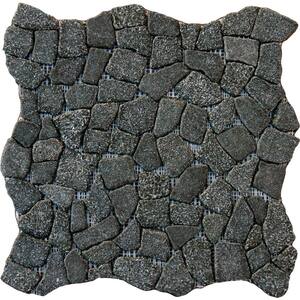Charcoal Flat Pebbles 16 in. x 16 in. x 13mm Tumbled Granite Mosaic Floor and Wall Tile (12.46 sq. ft. / case)