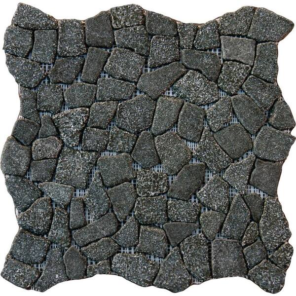 MSI Charcoal Flat Pebbles 16 in. x 16 in. x 13mm Tumbled Granite Mosaic Floor and Wall Tile (12.46 sq. ft. / case)