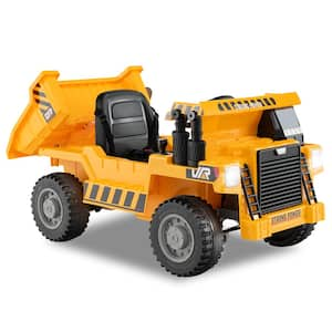 Kids Ride on Dump Truck 12-Volt Ride on Car with Electric Dump Bed 2.4G Remote Control Yellow