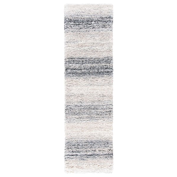 Fontana Shag 2 ft. x 6 ft. Ivory/Gray Gradient Runner Rug