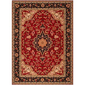 Kings Court Gene Traditional Medallion Persian Red Machine Washable Low Pile 5 ft. x 7 ft. Indoor/Outdoor Area Rug