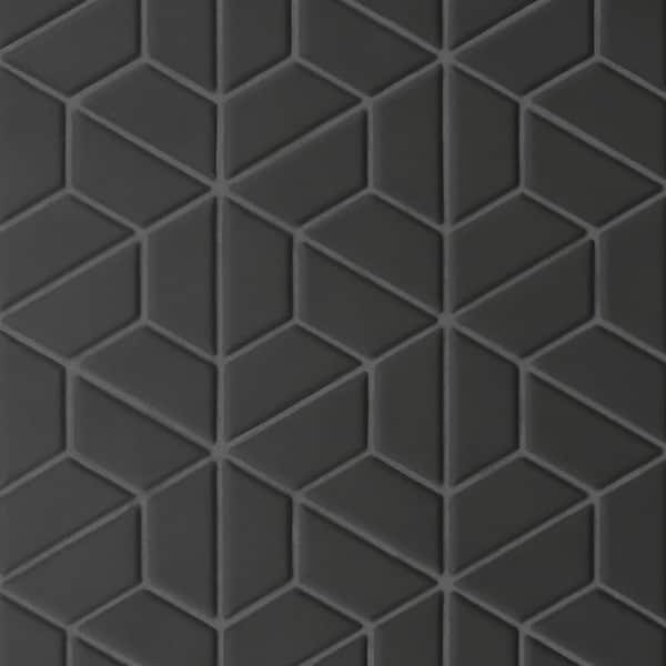 Bedrosians Sample-Le Cafe Black 4 in. x 5 in. Half Hexagon Matte Porcelain Mosaic Tile