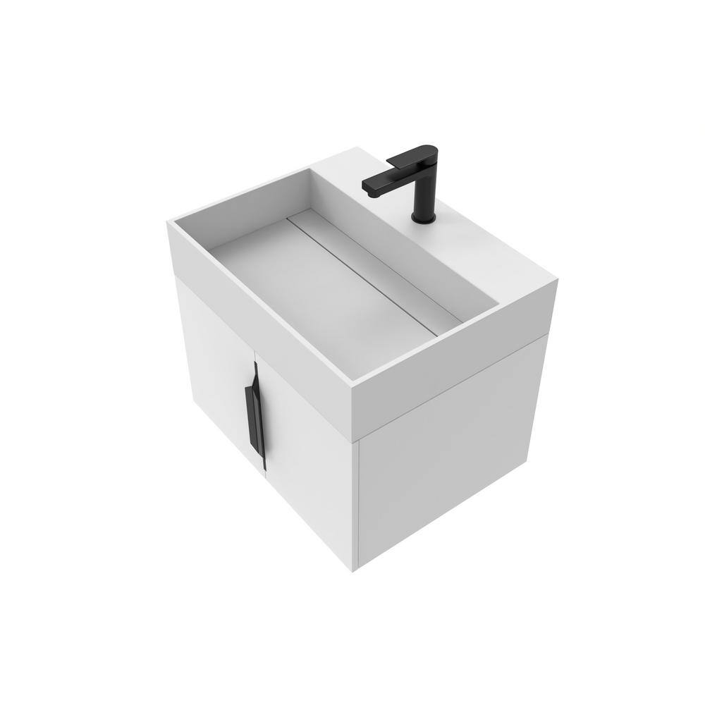Maranon 24 in. W x 18.9 in. D x 19.25 in. H Single Sink Bath Vanity in White in Black Trim with Solid Surface White Top price history on PriceWatchPro