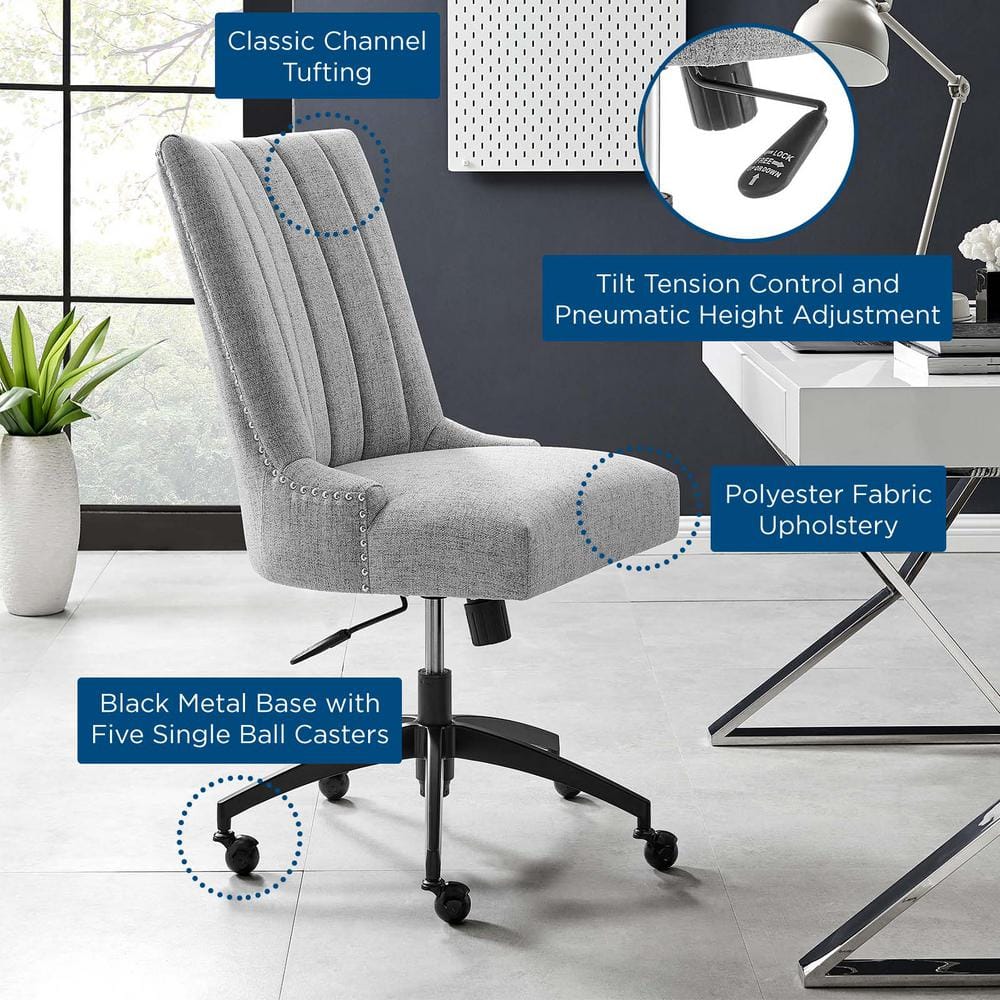 Retro Modern Swivel Fabric Office Chair in Black Light Gray