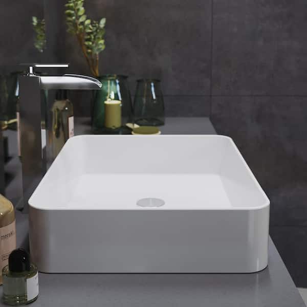 Swiss Madison Concorde 15 in. Square Ceramic Vessel Sink in Glossy White
