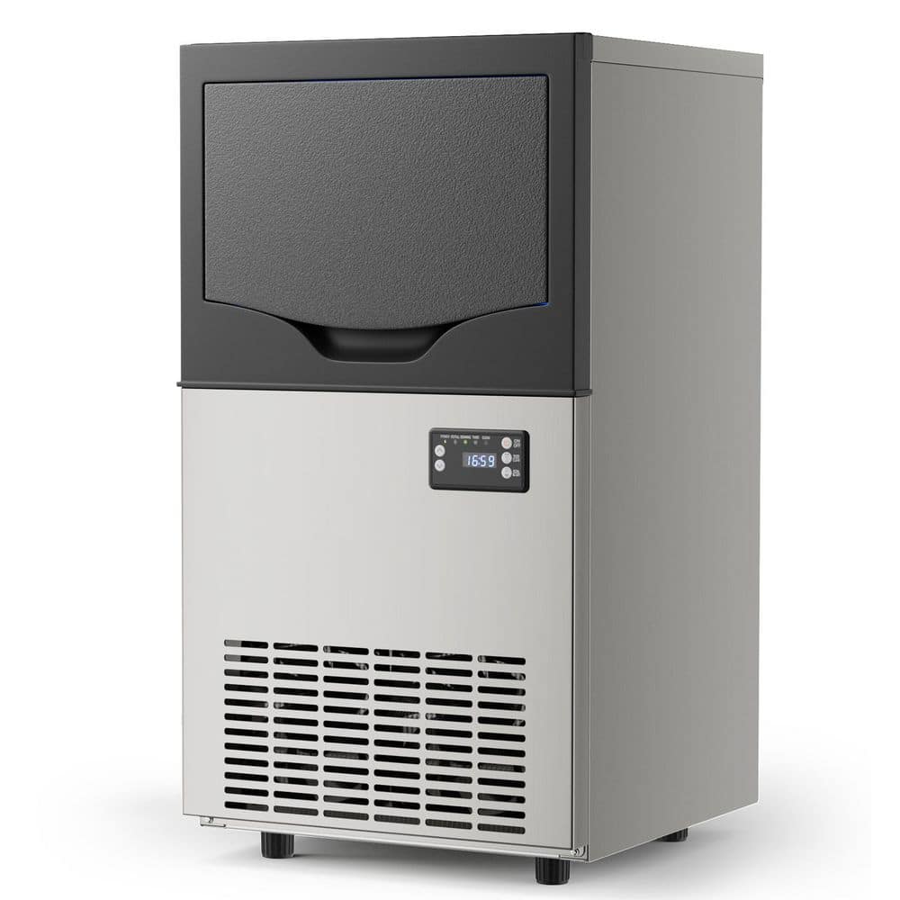 15.2 in. 100 lbs. /24H Commercial Freestanding/Built-in Ice Maker with 33 lb. Storage Bin in Silver, Stainless Steel