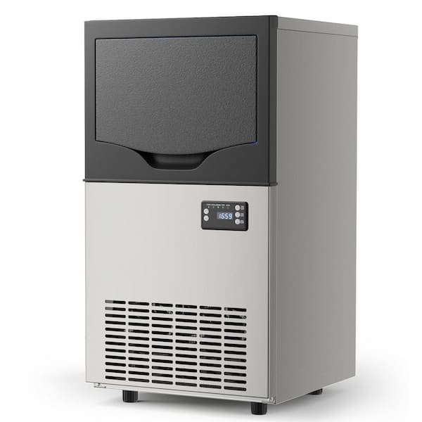 Mojgar 15.2 in. 100 lbs. /24H Commercial Freestanding/Built-in Ice Maker with 33 lb. Storage Bin in Silver, Stainless Steel