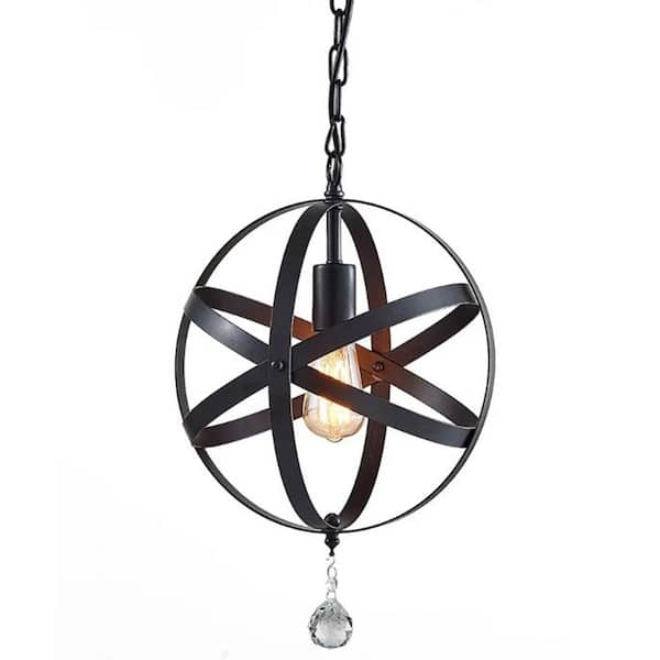 Warehouse of Tiffany 46 in. Devin 1-Light Indoor Black Chandelier with Light Kit