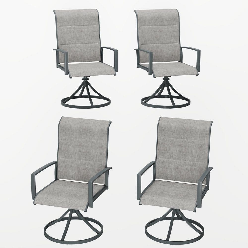 Outdoor Patio Swivel Dining Chairs Set of 4 with 360° Swivel Base and Rust-Resistant Metal Frame, Gray Fabric price history on PriceWatchPro