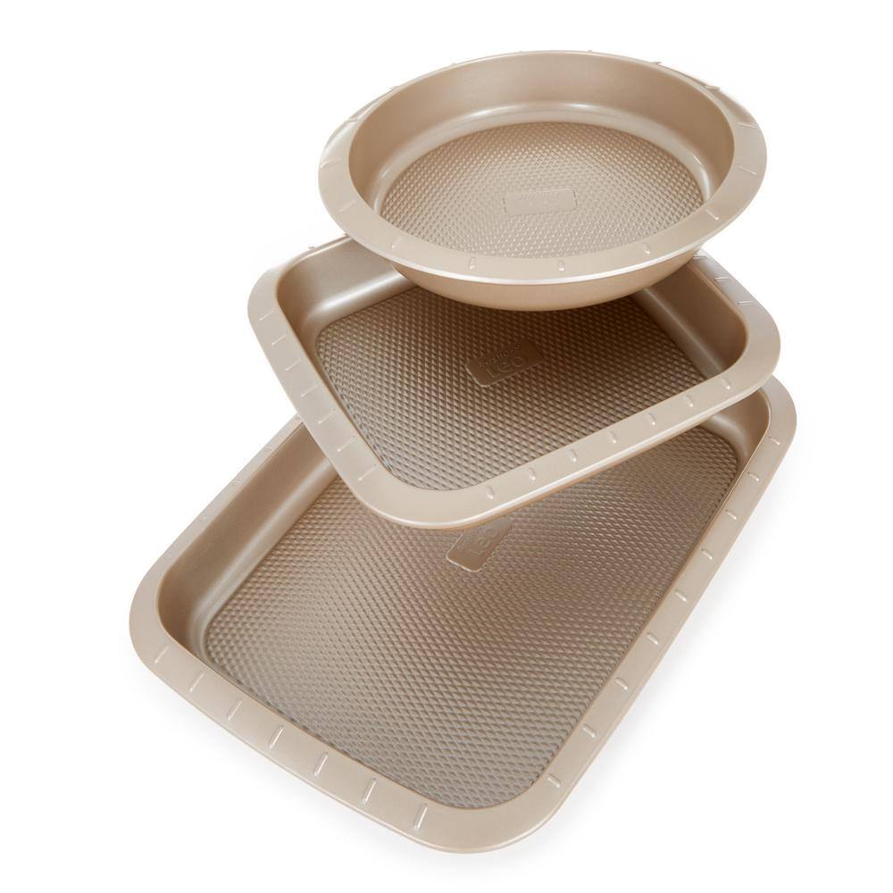 Beige Non-stick Carbon Steel Rectangular Cake Pan Set