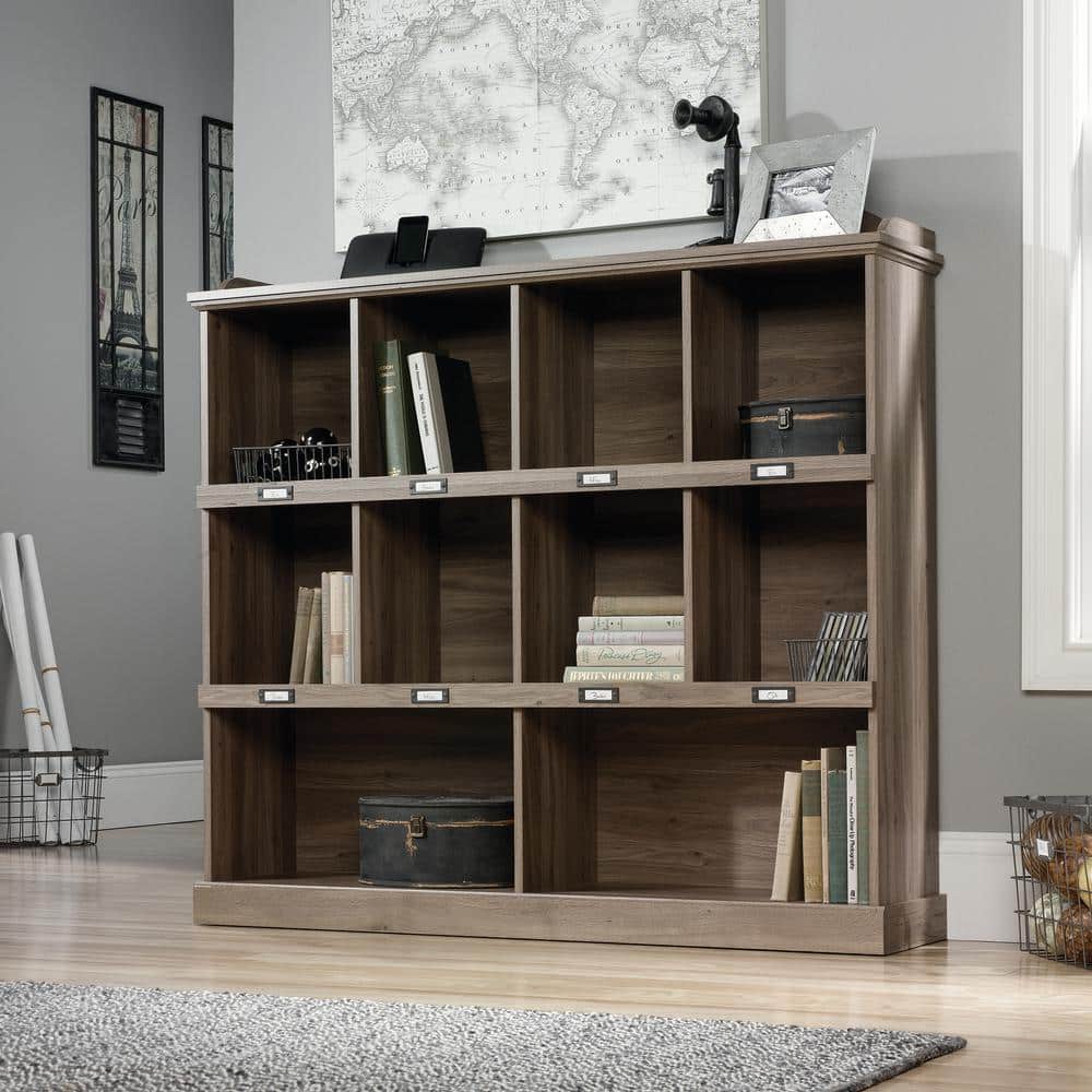 Barrister Lane 60'' Salt Oak Adjustable Cubby Bookcase with Metal Hardware