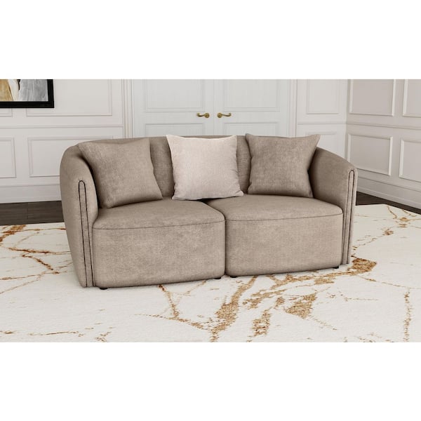 Coaster Townsend 72 in. Latte Chenille Upholstered 2-Seater Sloped Arm Loveseat