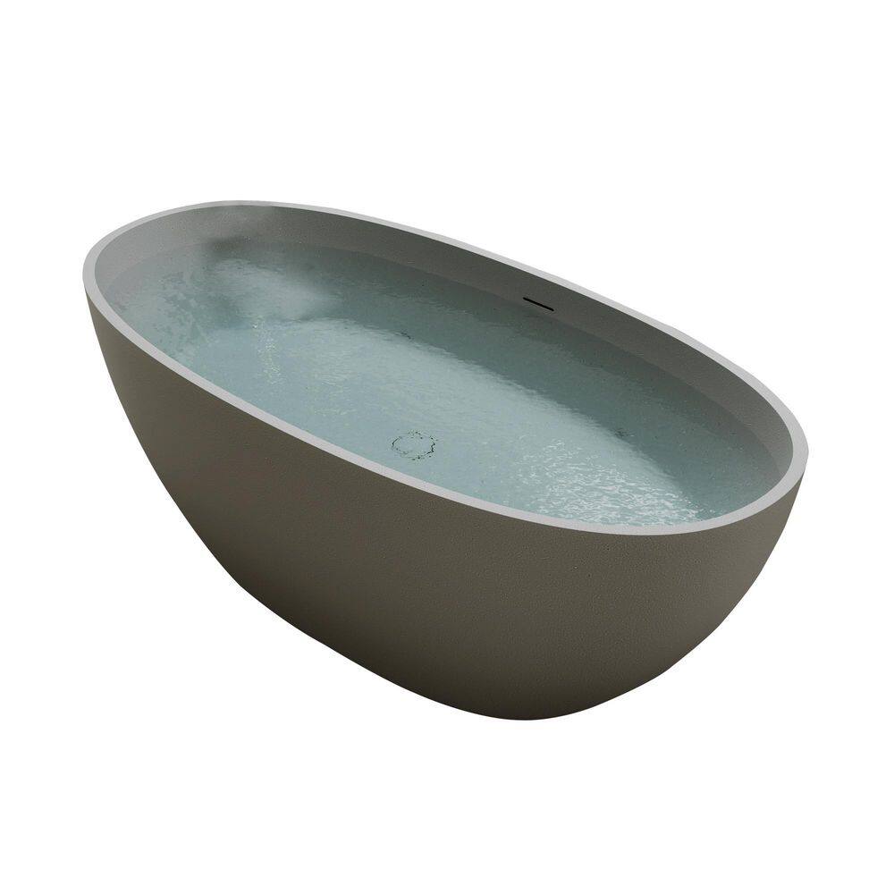 Moray 63 in. x 31 in. Solid Surface Stone Resin Flat Bottom Freestanding Bathtub Soaking Bathtub in Starlight Gray price history on PriceWatchPro