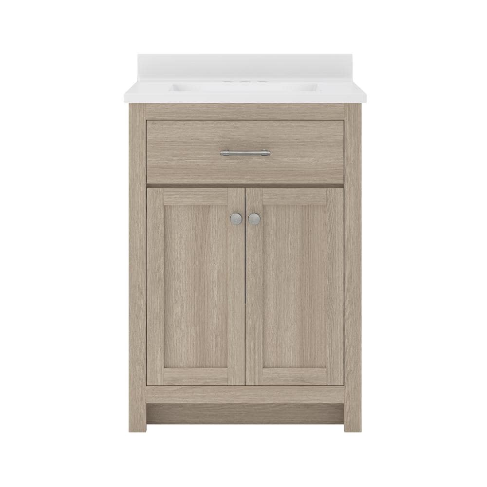 Reese 25 in. W x 19 in. D x 38 in. H Single Sink Bath Vanity in Light Oak with White Cultured Marble Top -  CRAFT + MAIN, RSOVT2534