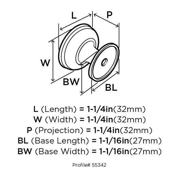 Amerock Revitalize 1-1/4 in. (32mm) Traditional Satin Nickel
