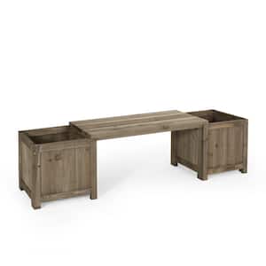 Erika 71 in. Gray Wood Outdoor Planter Box Bench