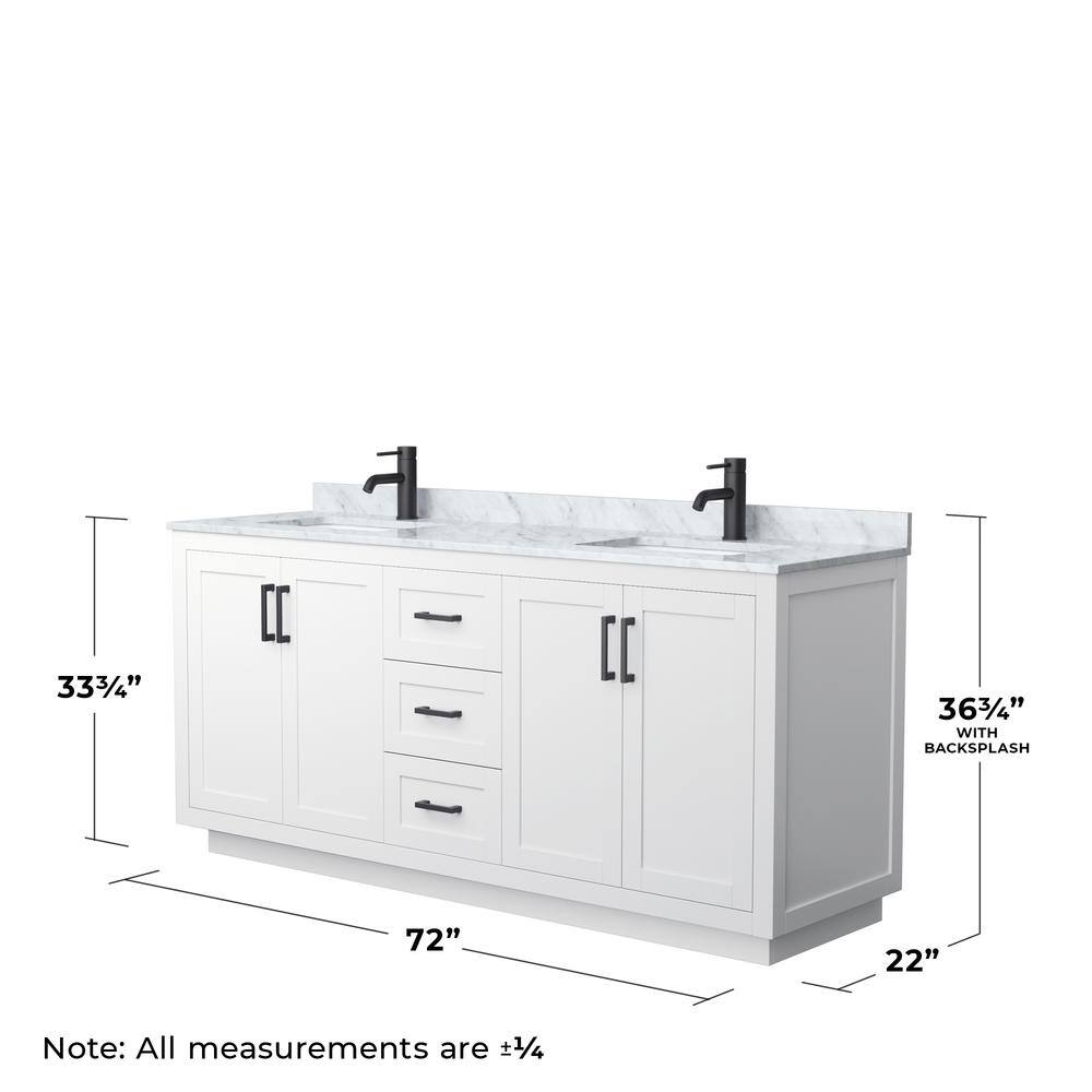 Miranda 72" White Double Vanity with Marble Top and Mirror