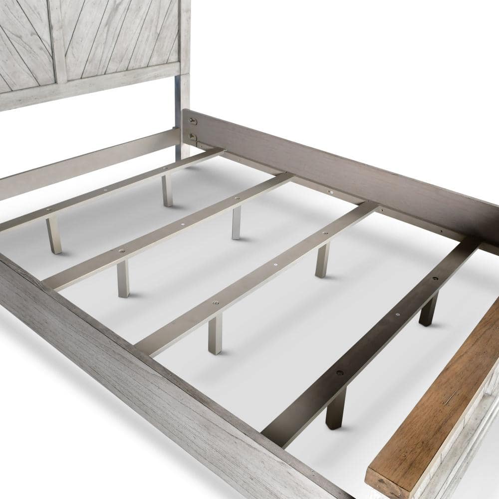 King Size Rustic Wood Frame Upholstered Bed with Storage
