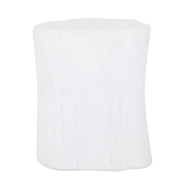 Noble House McCusker Antique White Stone Outdoor Patio Side Table