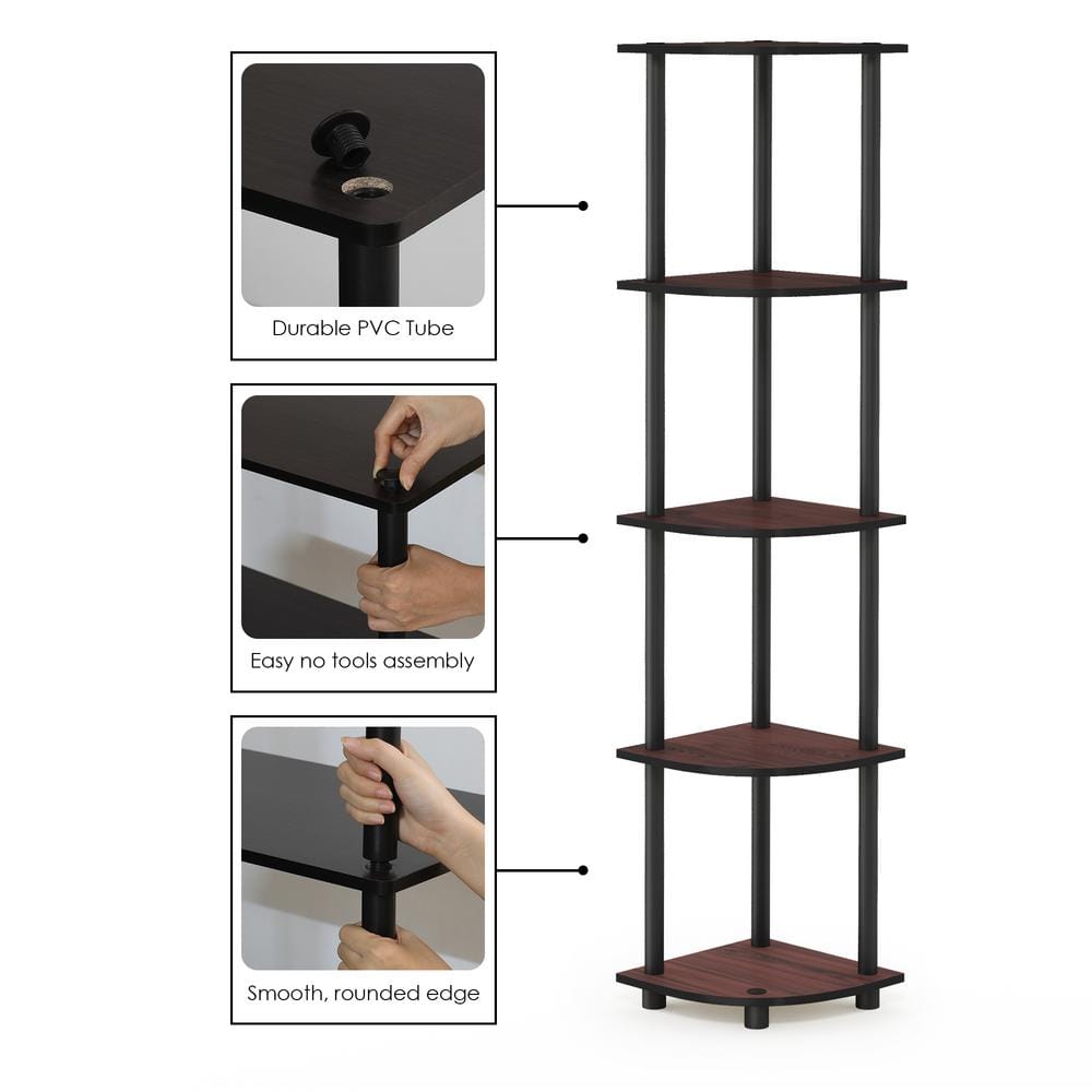 Dark Cherry and Black 5-Tier Corner Display Shelf