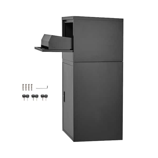 Package Delivery Box, Locking Mailbox, Anti-Theft, Weather-Resistant, 21.5 Gal. 38.6 in. Black Galvanized Steel Deck Box
