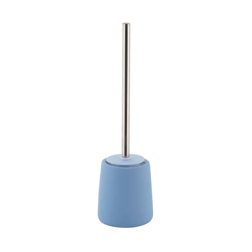 Elle Décor Blue Rubberized Finish Wide Bowl Toilet Brush