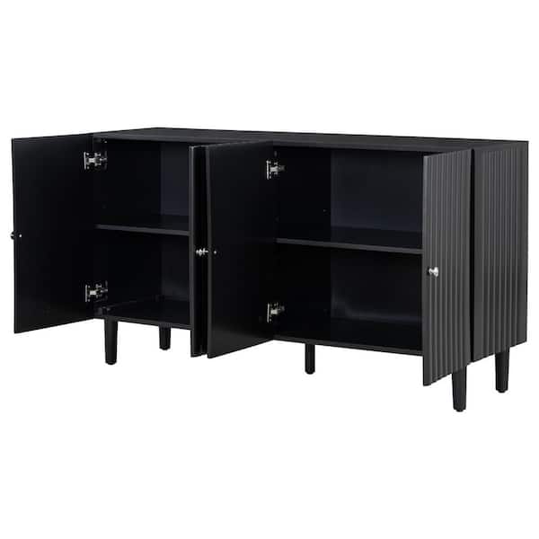 COWLOWN 58.1 in. W x 16.6 in. D x 32.1 in. H Bathroom Black Linen Cabinet
