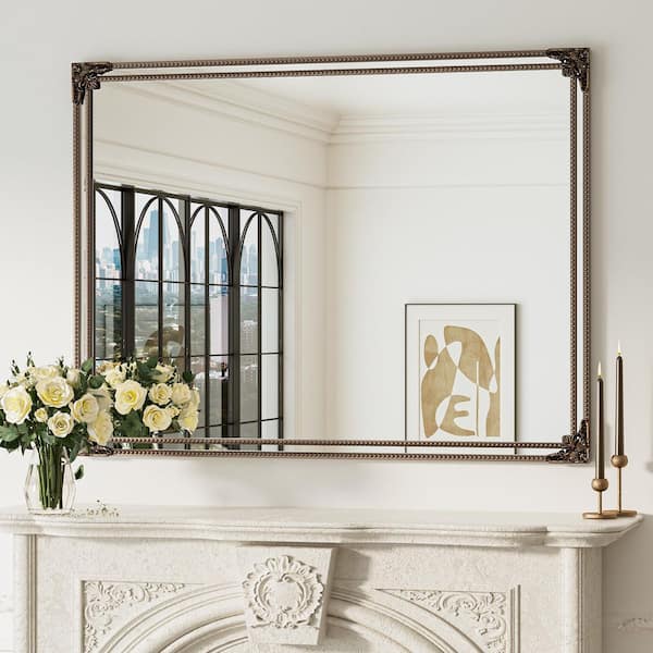 48 in. H x 36 in. W Framed Rectangular Vintage Mirror Antique Gold Mirror Decorative Mirror Wall Bathroom Vanity Mirror